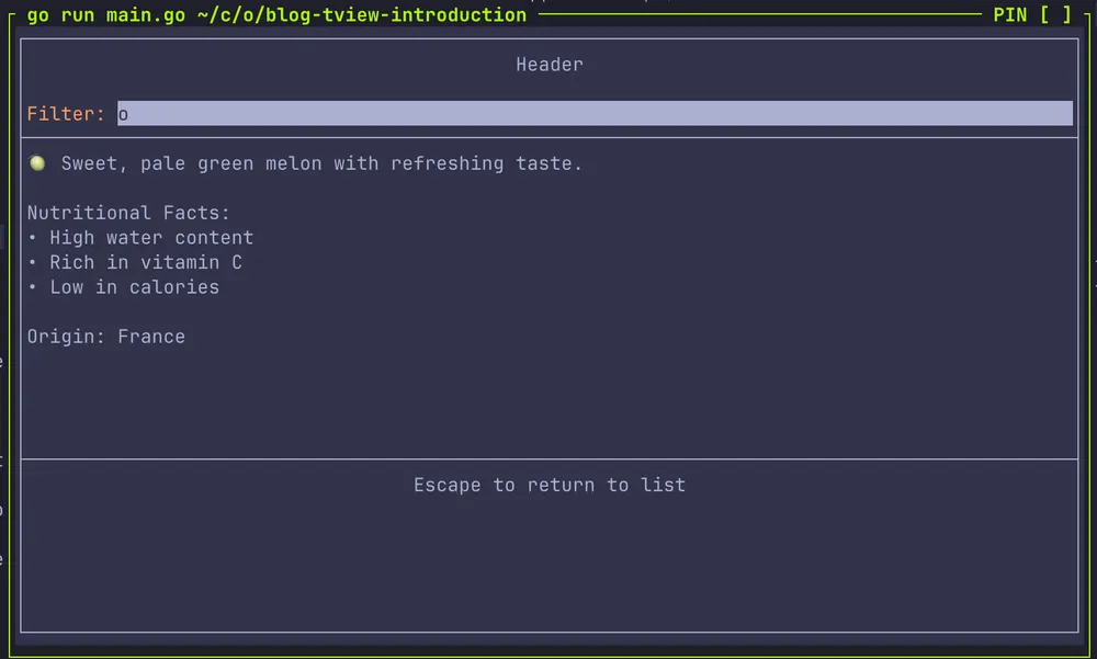 A detail view for a list item
