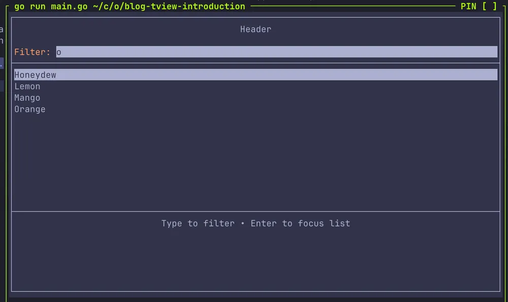 Filtered values after typing